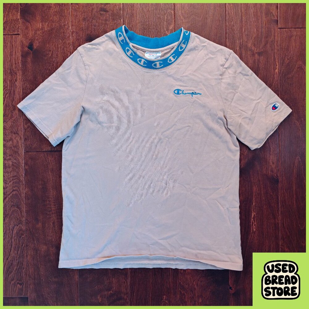 Vintage 90's Champion Logo T-Shirt Embroidered Medium Ringer Logo Streetwear